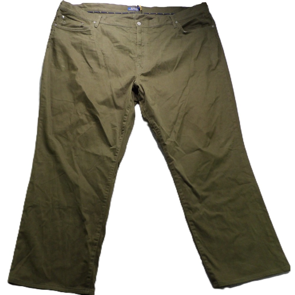 Polo Ralph Lauren Pants Men 50B Classic Fit Chino Olive Green Cotton Stretch Big
